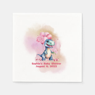 Serviette En Papier Roar C'est une fille T-Rex Baby Dinosaur rose