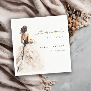 Serviette En Papier Robe de mariée à l'aquarelle moderne Shower de mar