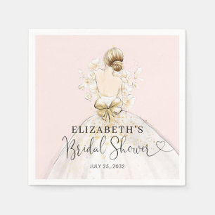 Serviette En Papier Robe de mariée Blonde rose or Fête des mariées flo
