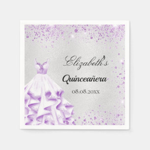 Serviette En Papier Robe de parties scintillant violet argent Quincean