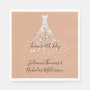 Serviette En Papier Robe Dusty Peach Gold Confetti Diamonds