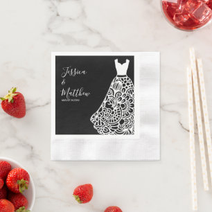 Serviette En Papier Robe Mariage en dentelle blanche
