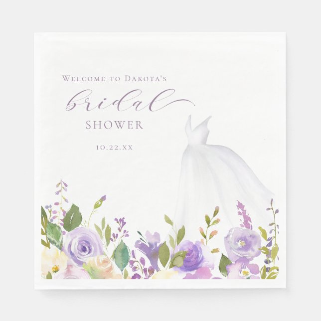 Serviette En Papier Robe Mariage Florale Jardin pourpre (Devant)
