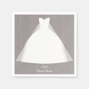Serviette En Papier Robe mariage Moderne Glamour Fête des mariées Gris