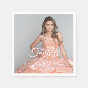 Serviette En Papier Robe Quinceanera Photo Deux couleurs Police