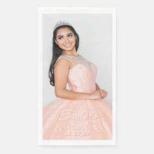 Serviette En Papier Robe Quinceanera Photo Deux couleurs Police