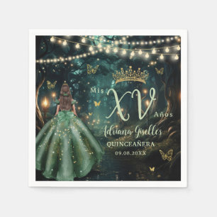 Serviette En Papier Robe verte émeraude de la forêt enchantée Quinceañ
