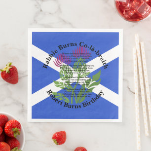Serviette En Papier Robert Burns Anniversaire Poème Thistler Drapeau