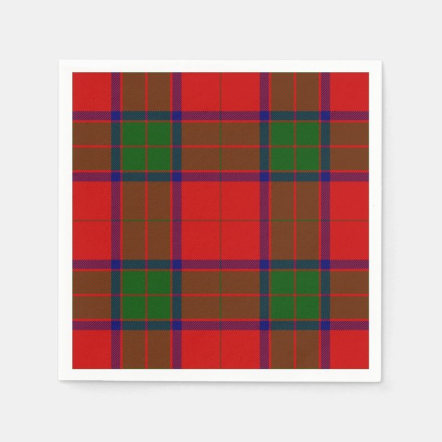 Serviette En Papier Robertson tartson rouge vert plaid (Devant)