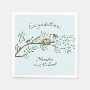 Serviette En Papier Robin Oiseaux Nid Oeufs Baby shower de printemps