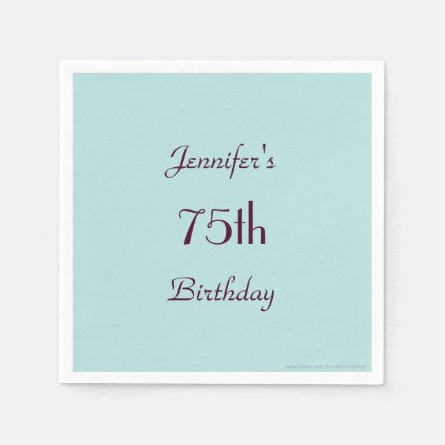 Serviette En Papier Robins Bleu d'oeuf, Nom, 75e Anniversaire Papier d (Devant)