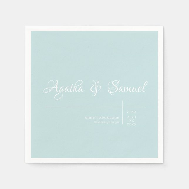 Serviette En Papier Robin's Oeuf Bleu classique accueil mariage servie (Devant)