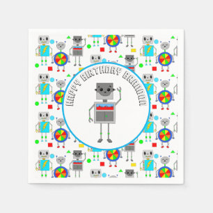 Serviette En Papier Robot d'anniversaire pour garçon personnalisé