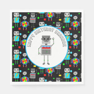 Serviette En Papier Robot d'anniversaire pour garçon personnalisé