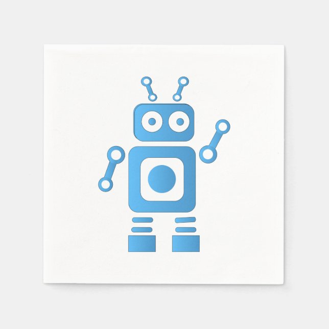 Serviette En Papier Robot rétro bleu (Devant)