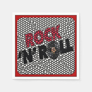 Serviette En Papier Rocher et Rouleau Mosaïque Retro Party Napkins