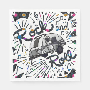 Serviette En Papier Rock and Roll Travel Trailer Records Musique Thème