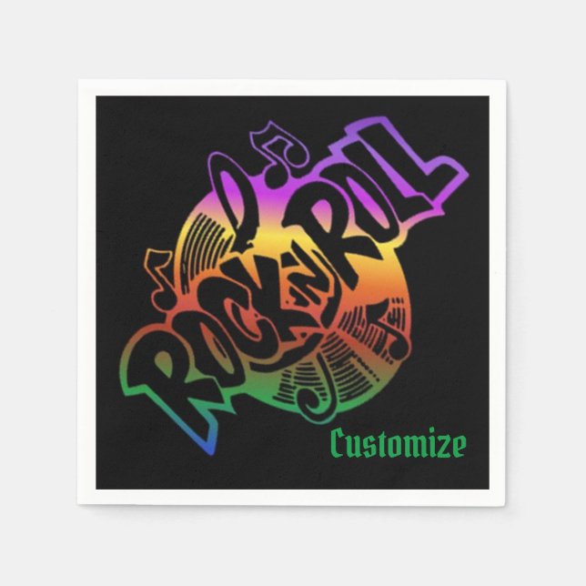 Serviette En Papier Rock et Roll Rainbow Music Thème (Devant)