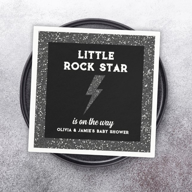 Serviette En Papier Rock Star Baby shower Black Rock Et Roll (little rock star baby shower napkins black glitter flash rock and roll)