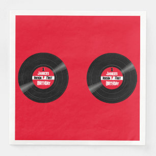 Serviette En Papier Rockin Premier Anniversaire Vinyl Record Étiquette