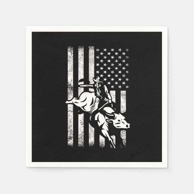 Serviette En Papier Rodeo USA Drapeau Bull Rider Cowboy Country Gi (Devant)