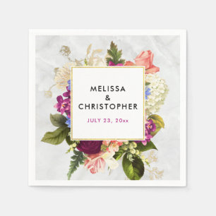 Serviette En Papier Rodern & White Watercolor Floral Wedding