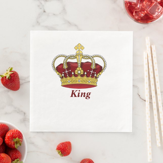 Serviette En Papier Roi de la Couronne rouge (En situation)