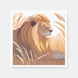 Serviette En Papier Roi Lion Lion mâle Nature Animal Aquarelle