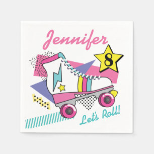 Serviette En Papier Roller Skate Party des années 80 Anniversaire