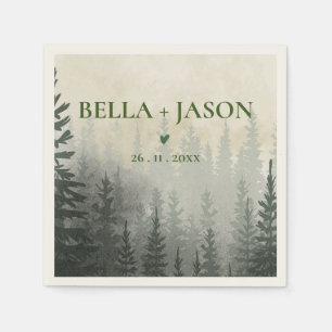 Serviette En Papier Romantic Misty Forest Trees Mariage Party Papier