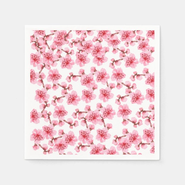 Serviette En Papier Romantic pink Cherry blosson (Devant)