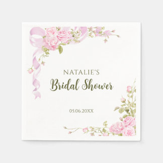 Serviette En Papier Romantic Roses Chic Floral Bridal Shower