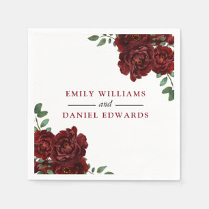 Serviette En Papier Romantique Bourgogne Rouge Rose Mariage Fiançaille