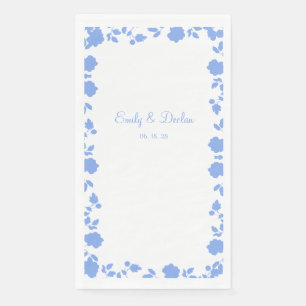 Serviette En Papier Romantique Doux Plutôt Bleu Floral Mariage frontiè