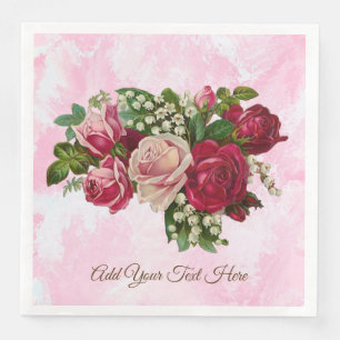 Serviette En Papier Romantique floral du muguet rose rouge de roses