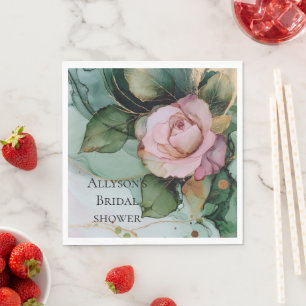 Serviette En Papier Romantique Rose Rose Rose Rose Rose Or Mariage Flo