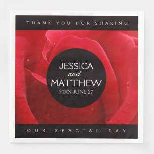 Serviette En Papier Romantique Stylish Rose rouge Mariage Floral