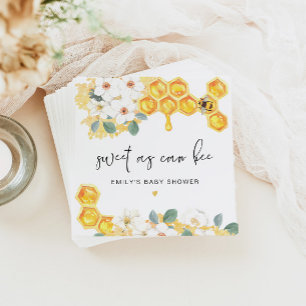Serviette En Papier ROMY Sweet As Can Bee Baby shower Floral Blanc