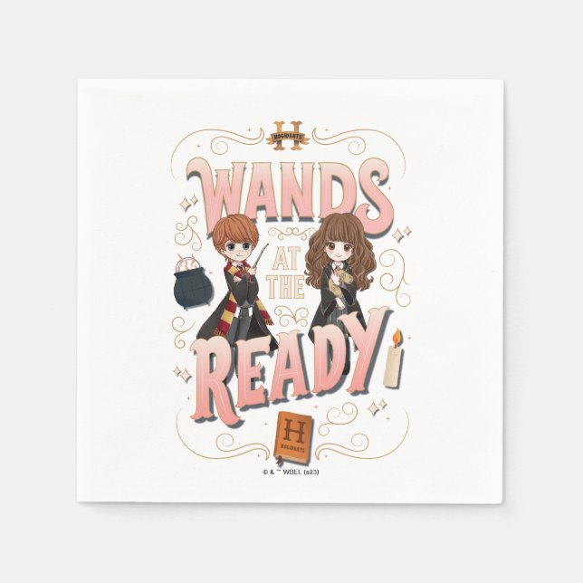 Serviette En Papier Ron & Hermione Wands au Ready (Devant)