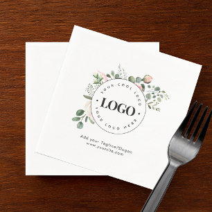 Serviette En Papier Rond Cercle Custom Company Logo Floral Green