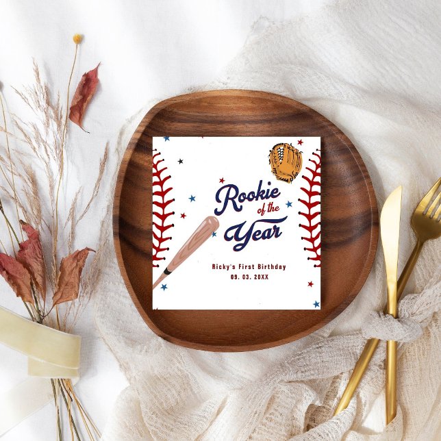 Serviette En Papier Rookie de baseball de l'année Baseball 1er anniver (Créateur téléchargé)