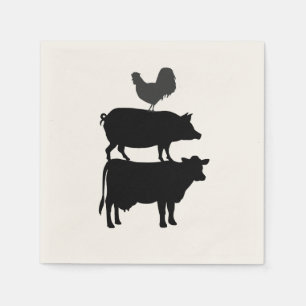 Serviette En Papier Rooster Cog Cow Barnyard Papier de partie Napkin