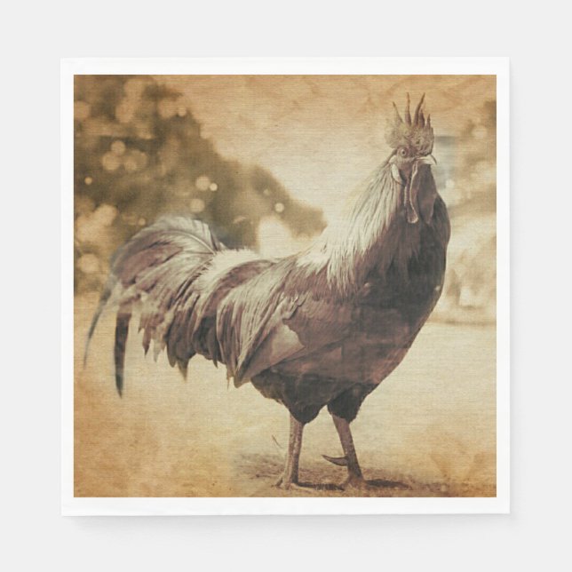 Serviette En Papier Rooster photo Vintage (Devant)