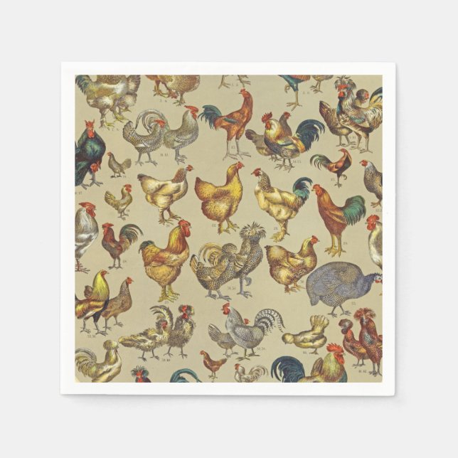 Serviette En Papier Rooster Poulet de la ferme Pays Animal (Devant)