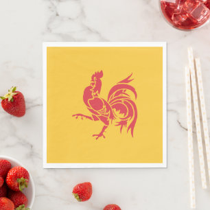 Serviette En Papier Rooster rouge (Drapeau de Wallonie)
