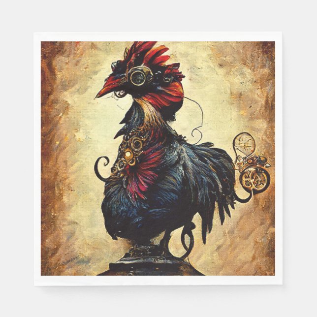 Serviette En Papier Rooster vintage (Devant)