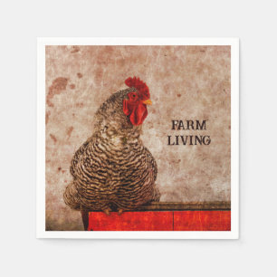 Serviette En Papier Rooster Vintage Antique Brown Texture