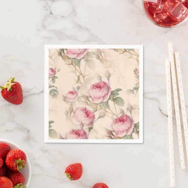 Serviette En Papier Rose (En situation)