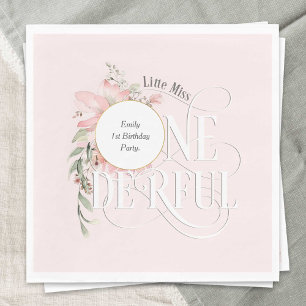 Serviette En Papier Rose 1er anniversaire Little Miss Onederland