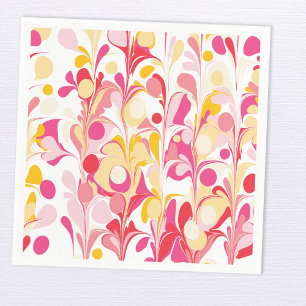 Serviette En Papier Rose Abstrait rétro moderne